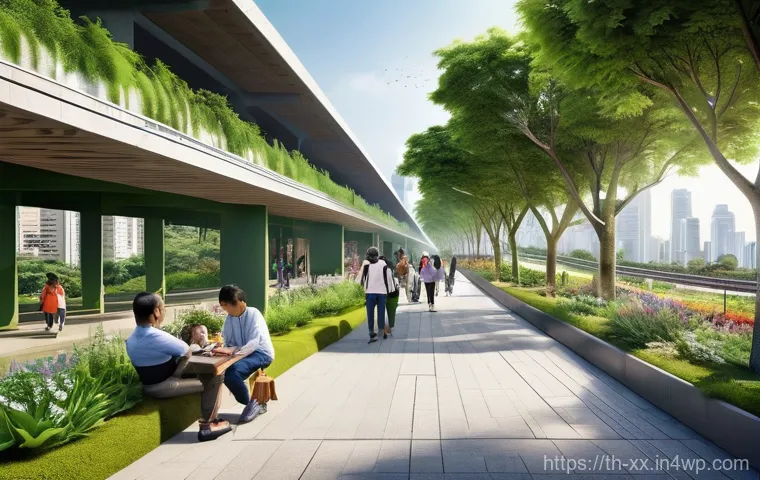 도시재생에서의 생물 다양성 증진 방안 - **Prompt:** "A vibrant, panoramic view of a future Bangkok in 2030, showcasing the success of the 'G...