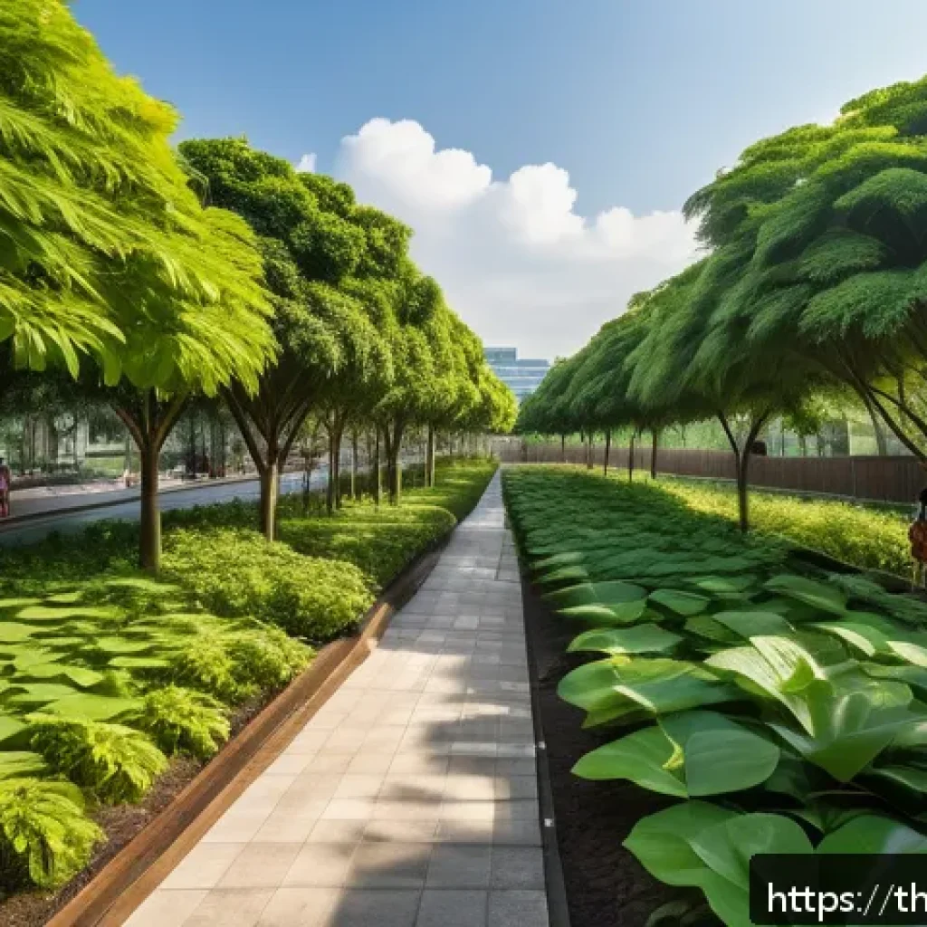 방치된 공간의 생태적 재생 사례 - A vibrant urban community forest in Bangkok, Thailand, showcasing native trees such as Pterocarpus (...