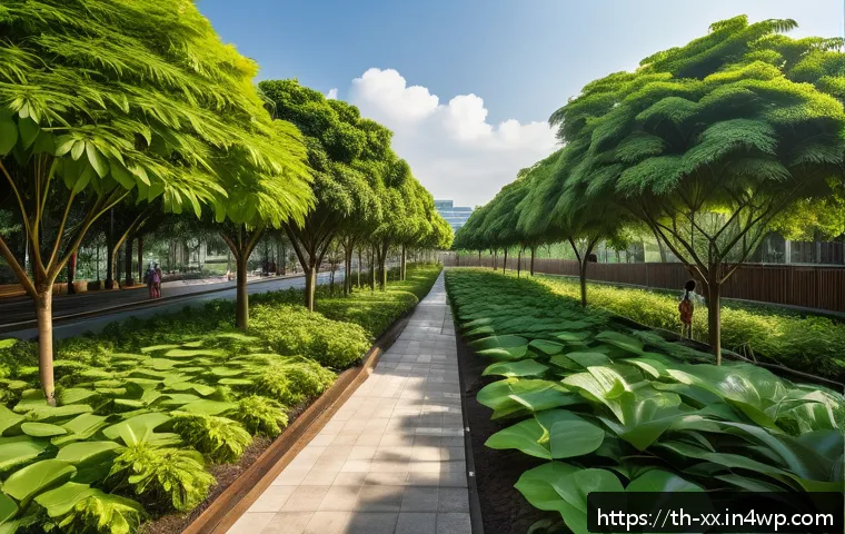 방치된 공간의 생태적 재생 사례 - A vibrant urban community forest in Bangkok, Thailand, showcasing native trees such as Pterocarpus (...
